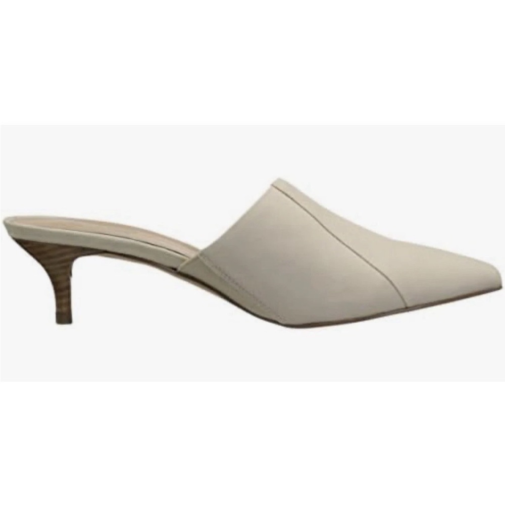 Franco Sarto Women's Doxie Mule Kitten Heel Leather Nude Ivory Pointed Toe 8.5